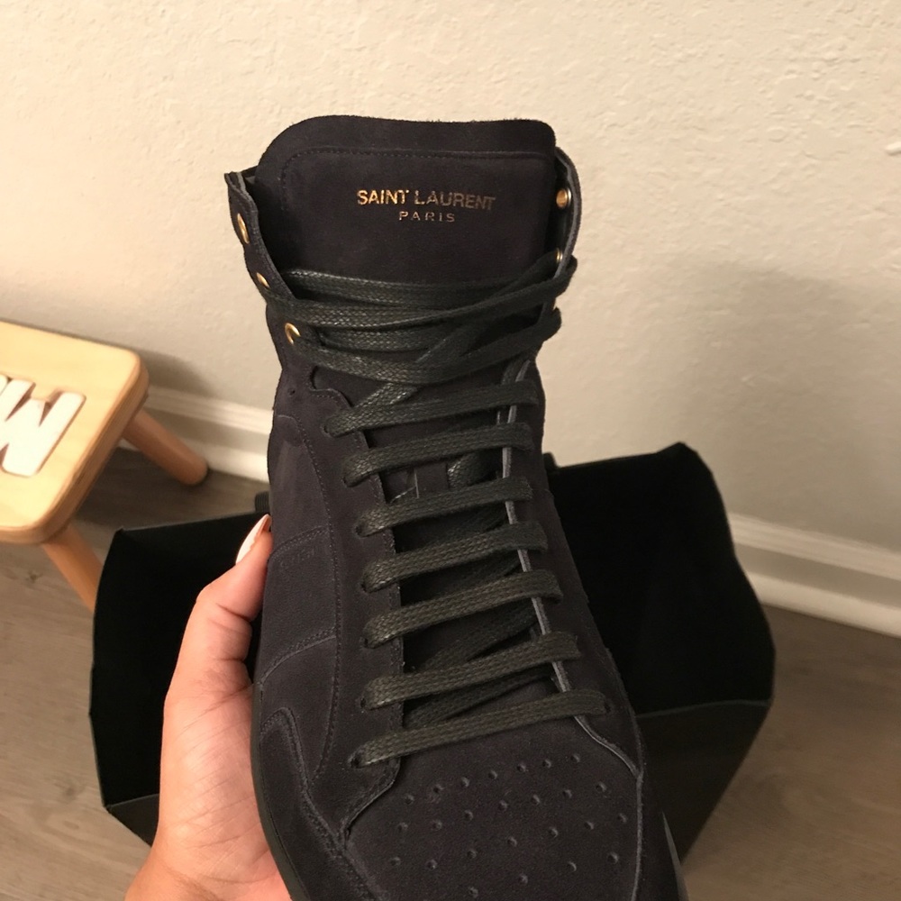 BNIB men’s size 9.5 US YSL blue high top shoes - Picture 2 of 6